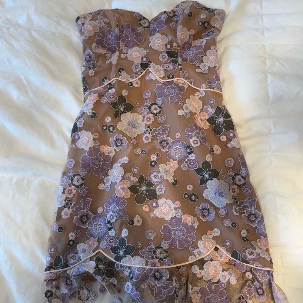 For Love & Lemon Floral Strapless Dress Size S - Picture 6 of 9